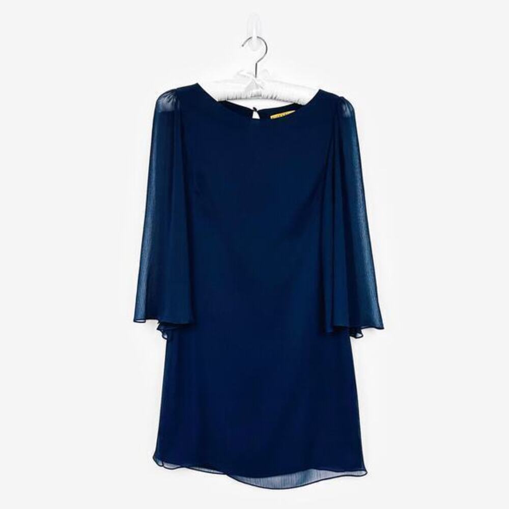 Alice + Olivia Odette‎ Flutter Sleeve Mini Dress Size S Navy Retro Old Money